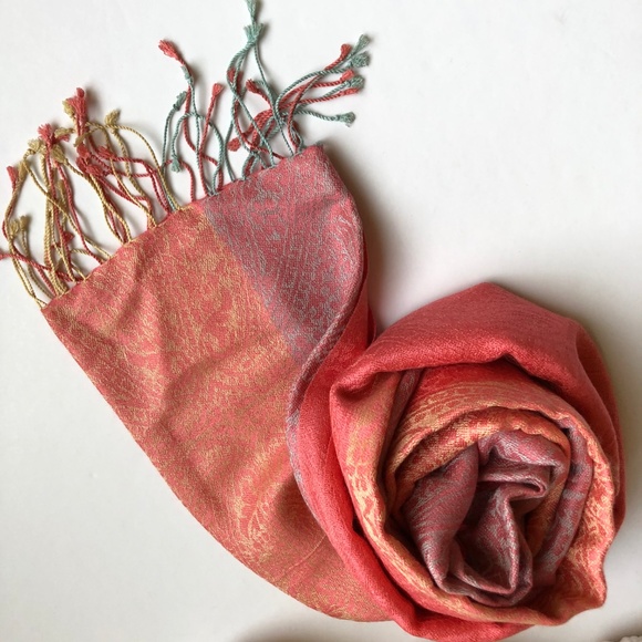 Multi-coloured Scarf with tassle ends - Picture 3 of 7